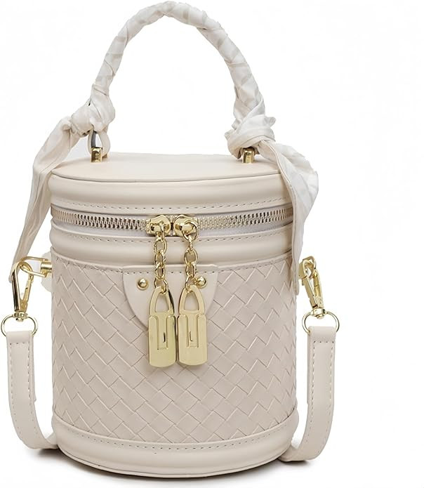 Mini Bucket Crossbody Bags for Women Vegan Leather Small Round Shoulder Round Handle Handbag Purs... | Amazon (US)