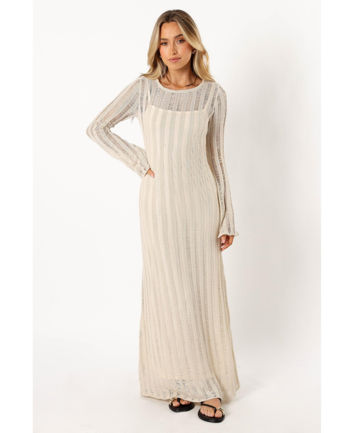Jaye Long Sleeve Maxi Dress - Cream | Macy's