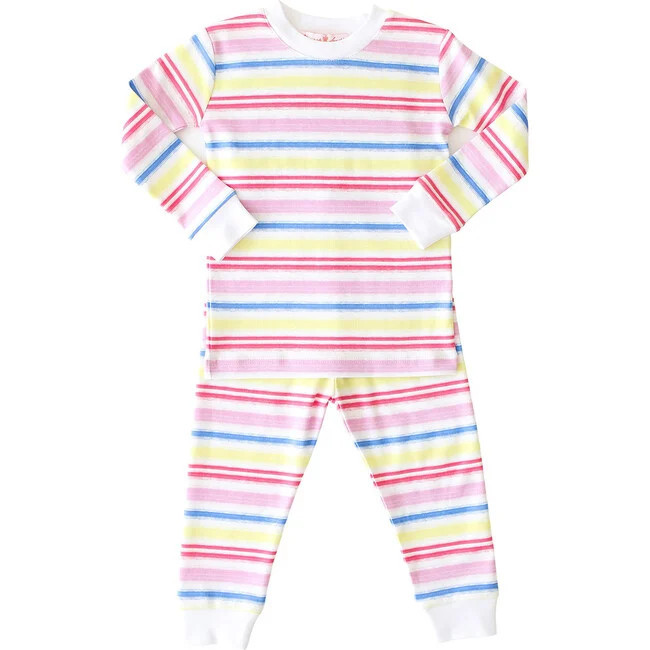 Pineapple Sunshine | Rainbow Stripe 2-piece Pajama (Multicolor, Size 5Y) | Maisonette | Maisonette