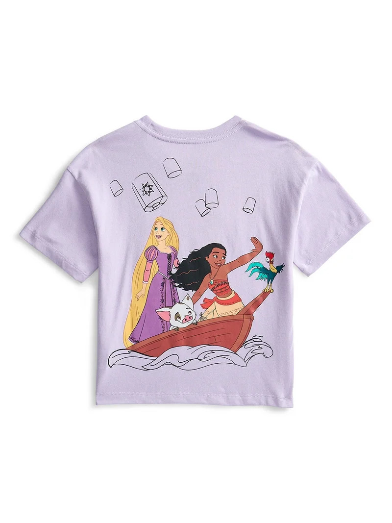 Disney Princess Girls Front Back Graphic Tee with Embroidery, Sizes 4-16 | Walmart (US)
