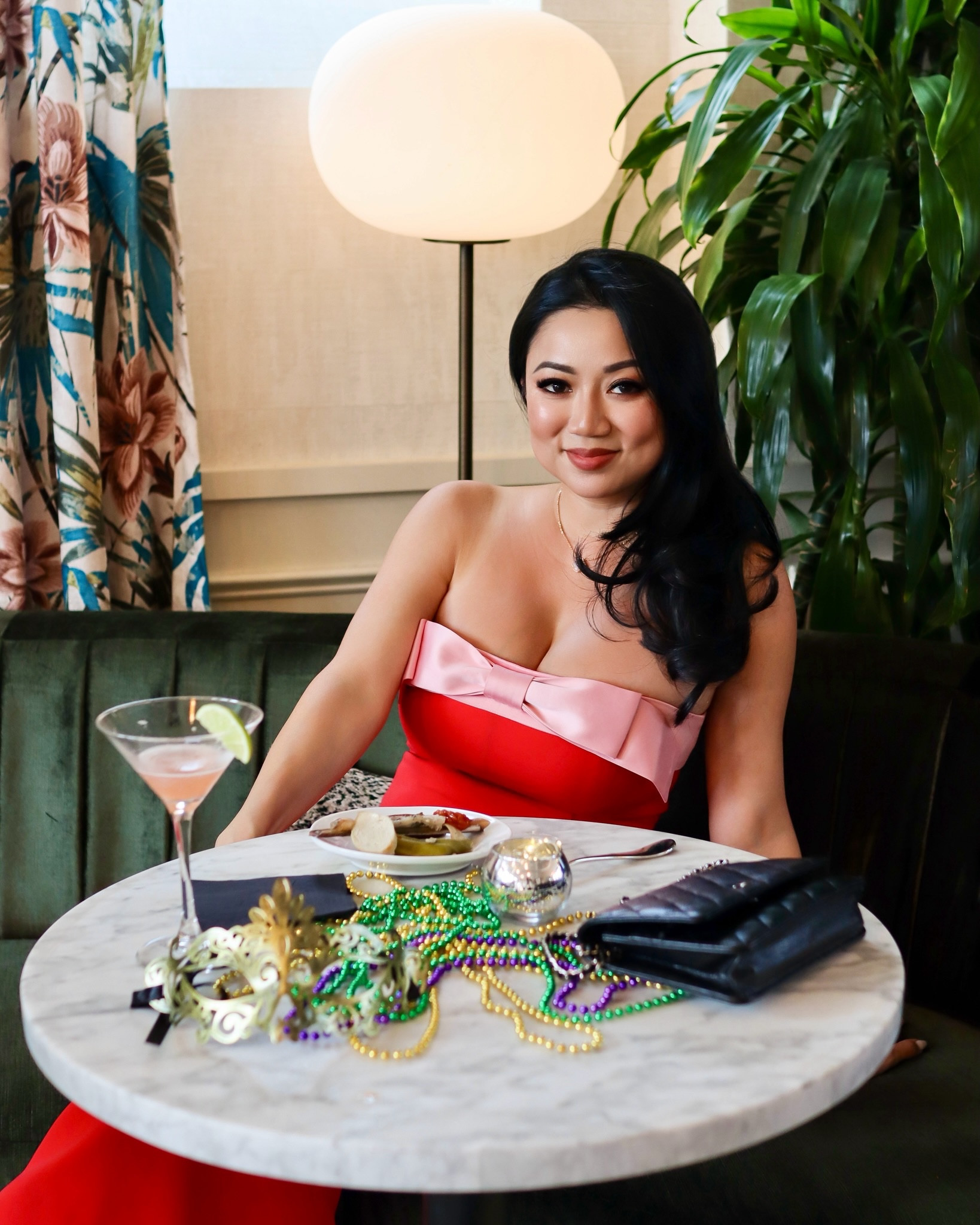 Spring Awakening at @stratusloungephl brought a little bit of Mardi Gras magic to the city. Beads, cocktails, masks, and rooftop vibes ✨💜💚💛
.
.
.
.
.
Status Lounge, Philly, Philadelphia, Old City, Spring Awakending, Mardi Gras, date night ideas, date night outfit, Things to do Philly, married life, married couple, husband wife, Philly blogger, Asian blogger, macro influencer, Philadelphia blogger, Philly influencer