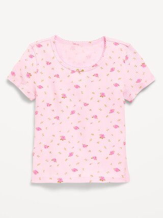 Printed Short-Sleeve Ribbed T-Shirt for Girls | Old Navy (US)