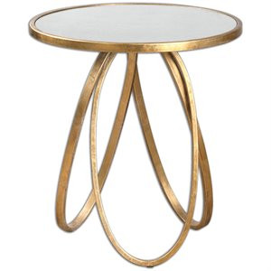 Bowery Hill Contemporary Metal Gold Accent Table | Cymax