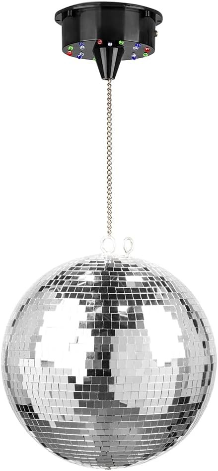 Fuzzix MB30ML - Discokugel mit Motor und LED, 30 cm Diskokugel mit Antrieb, Batterie, Disco Ball,... | Amazon (DE)