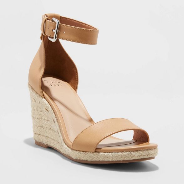 Women's Lola Ankle Strap Espadrille Wedge - A New Day™ | Target