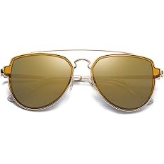 SOJOS Retro Polarized Double Bridge Sunglasses for Men Women Mirrored Lens SJ1051 | Amazon (US)