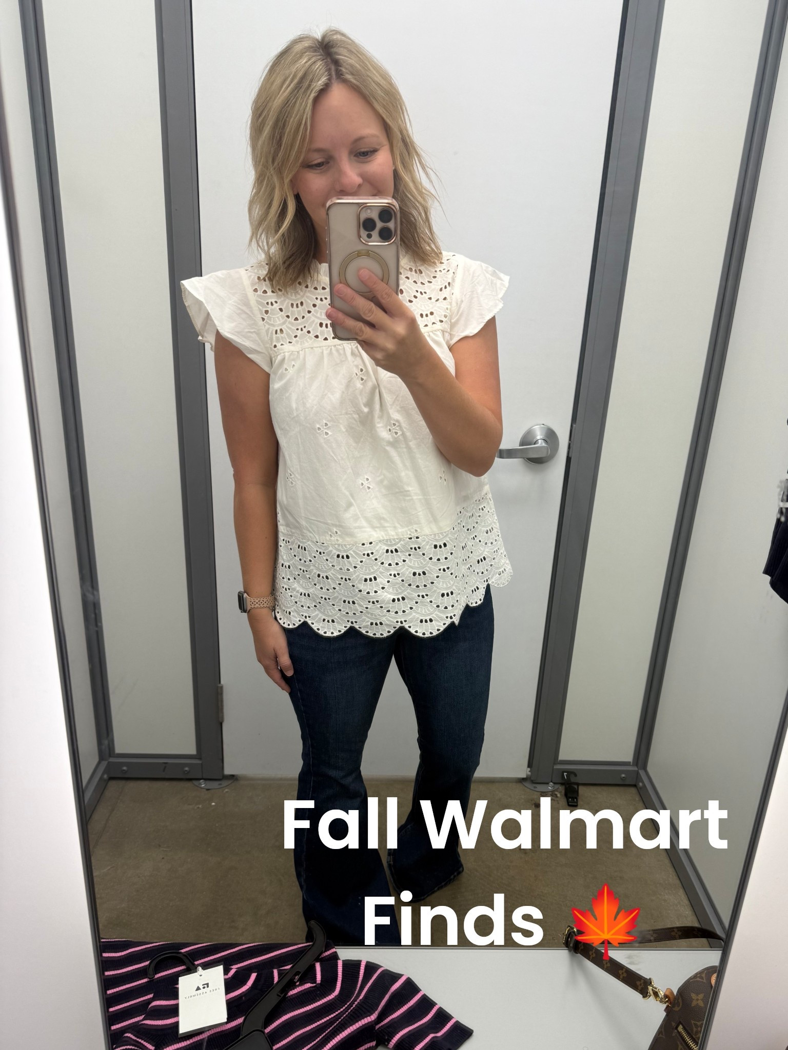 The cutest top and high rise flare jeans from Walmart!
If between sizes - size down in the top!
Jeans are TTS

#LTKFindsUnder50 #LTKStyleTip #LTKWorkwear