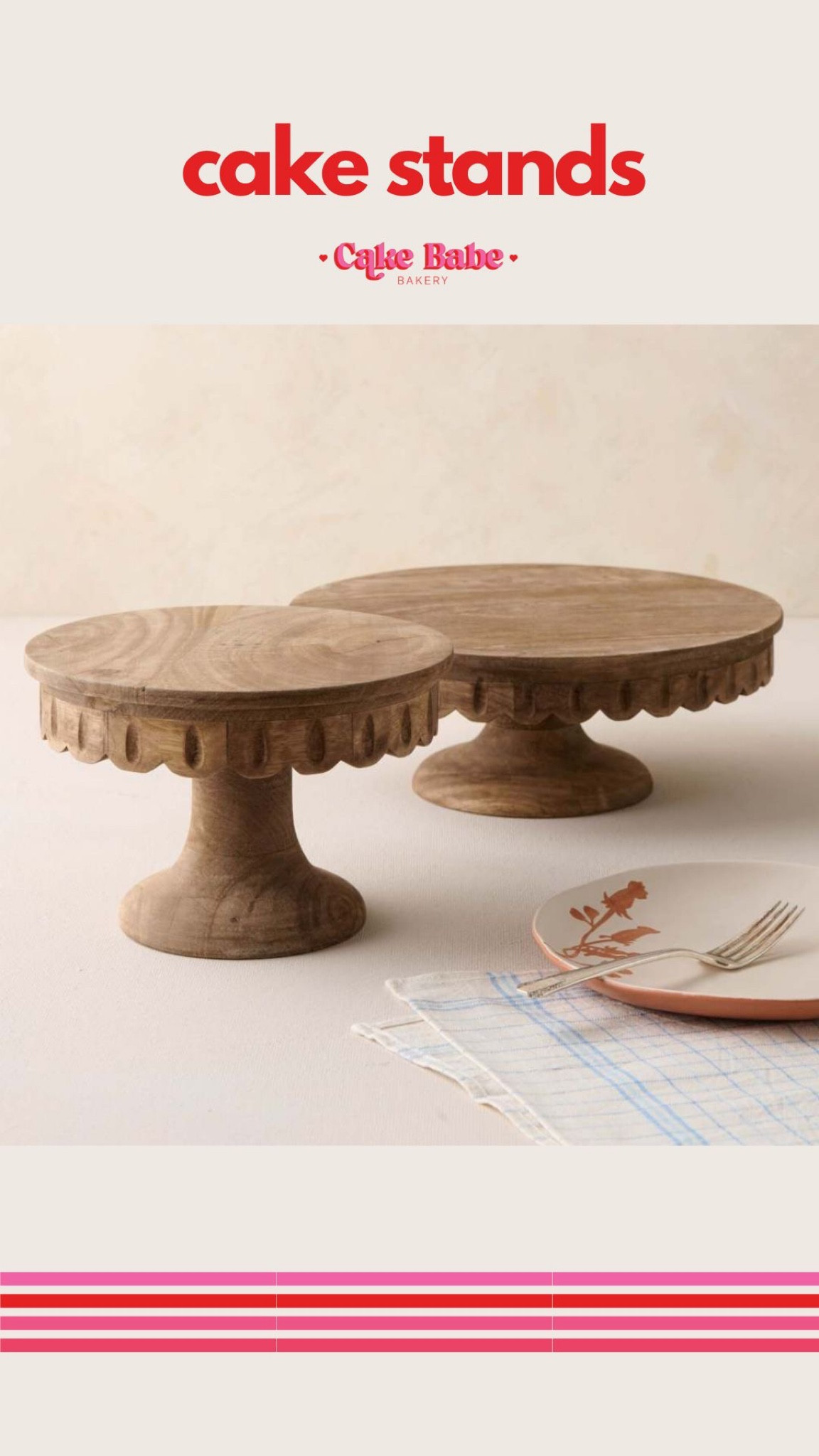 The most beautiful wood scalloped edge cake stand!!
