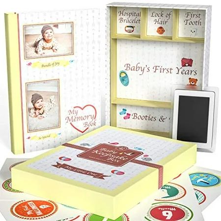 Little Growers Baby Memory Book WITH Keepsake Box Baby Milestone Stickers AND Baby Footprint Kit - F | Walmart (US)