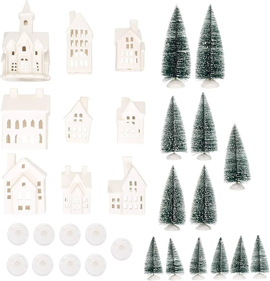 Mark Feldstein & Associates Winter Village LED Tea Light 31 Piece Porcelain Tabletop Christmas Fi... | Amazon (US)