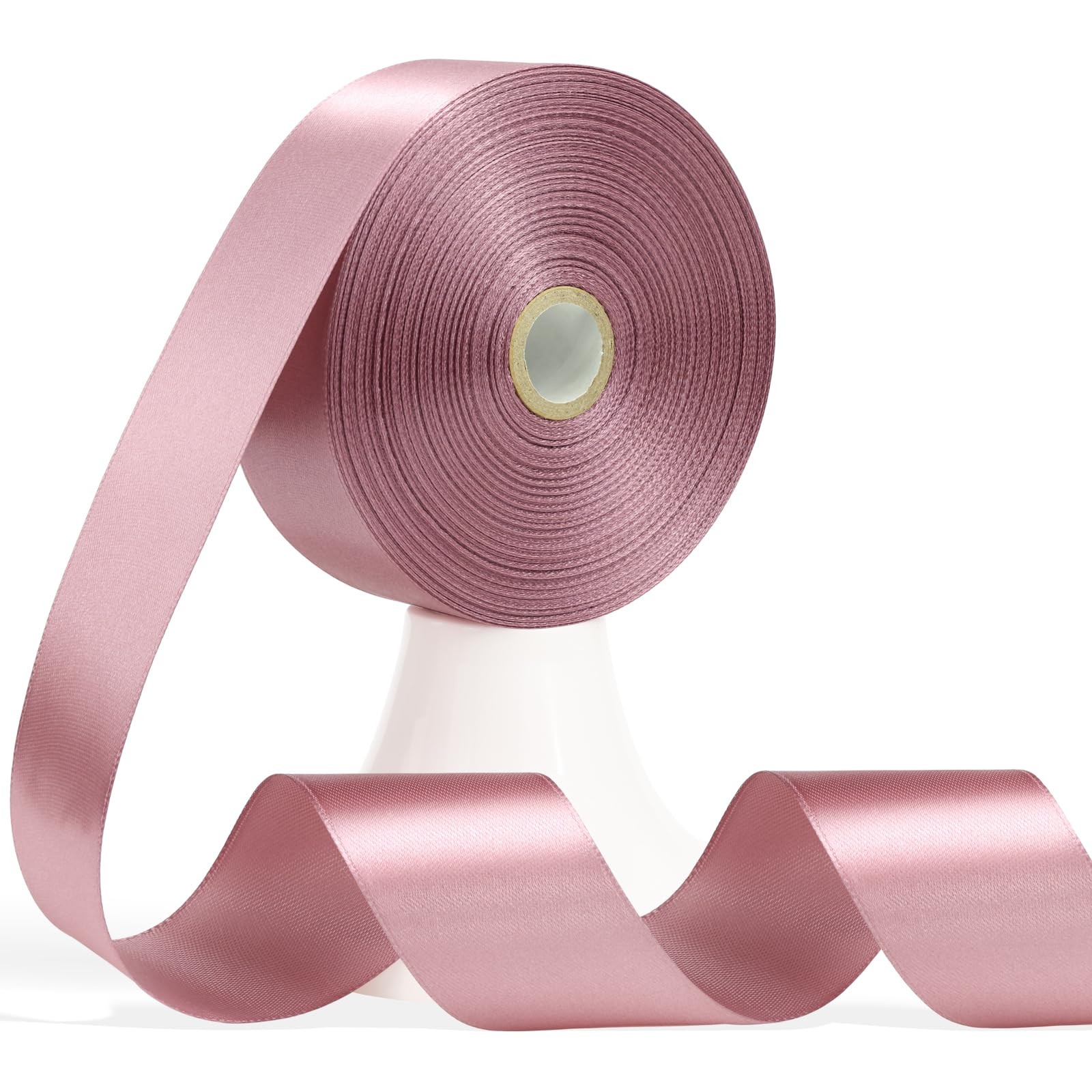 60 Yards Rosy Mauve Satin Ribbon 1-1/2 Inch, Solid Mauve Pink Polyester Fabric Ribbon for Gift Wr... | Amazon (US)
