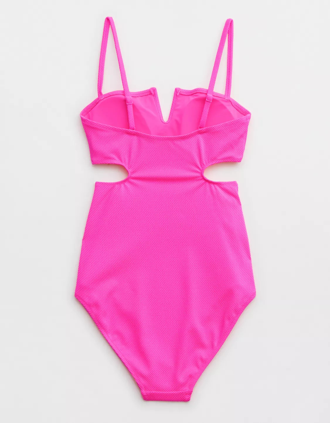 Aerie Shine Pique V Wire Cut Out One Piece Swimsuit | Aerie