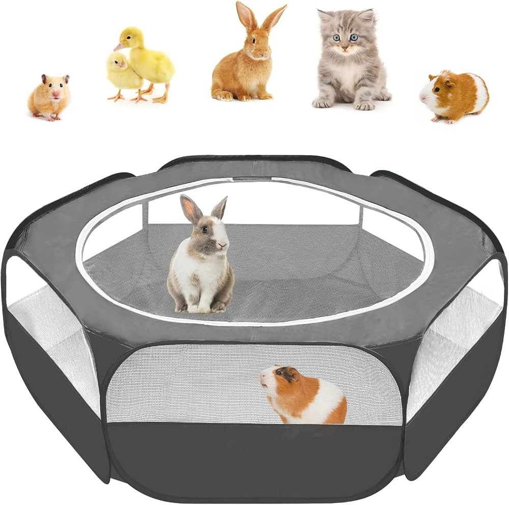 Amakunft Small Animal Pop-Up Playpen with Mesh Cover, 47'' x 23.6'' x 15'' Chicken Brooder Box, P... | Amazon (US)