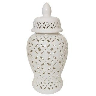 24" Cut-Out Daisies Temple Jar, White - 11.81Lx11.81Wx24.02H | Bed Bath & Beyond