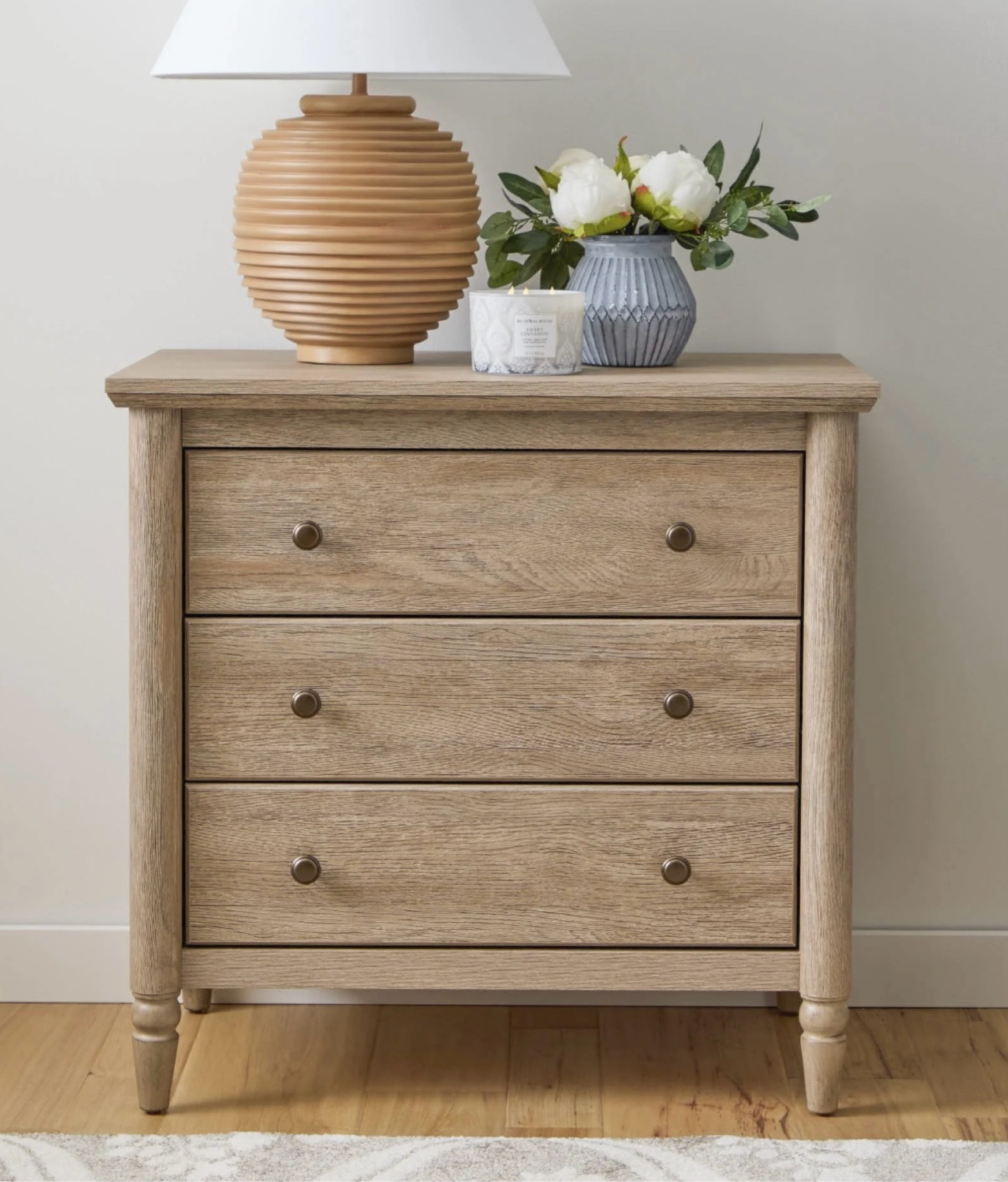 My Texas House Monroe 3 Drawer Nightstand with USB, Brushed Oak Finish

#LTKHome