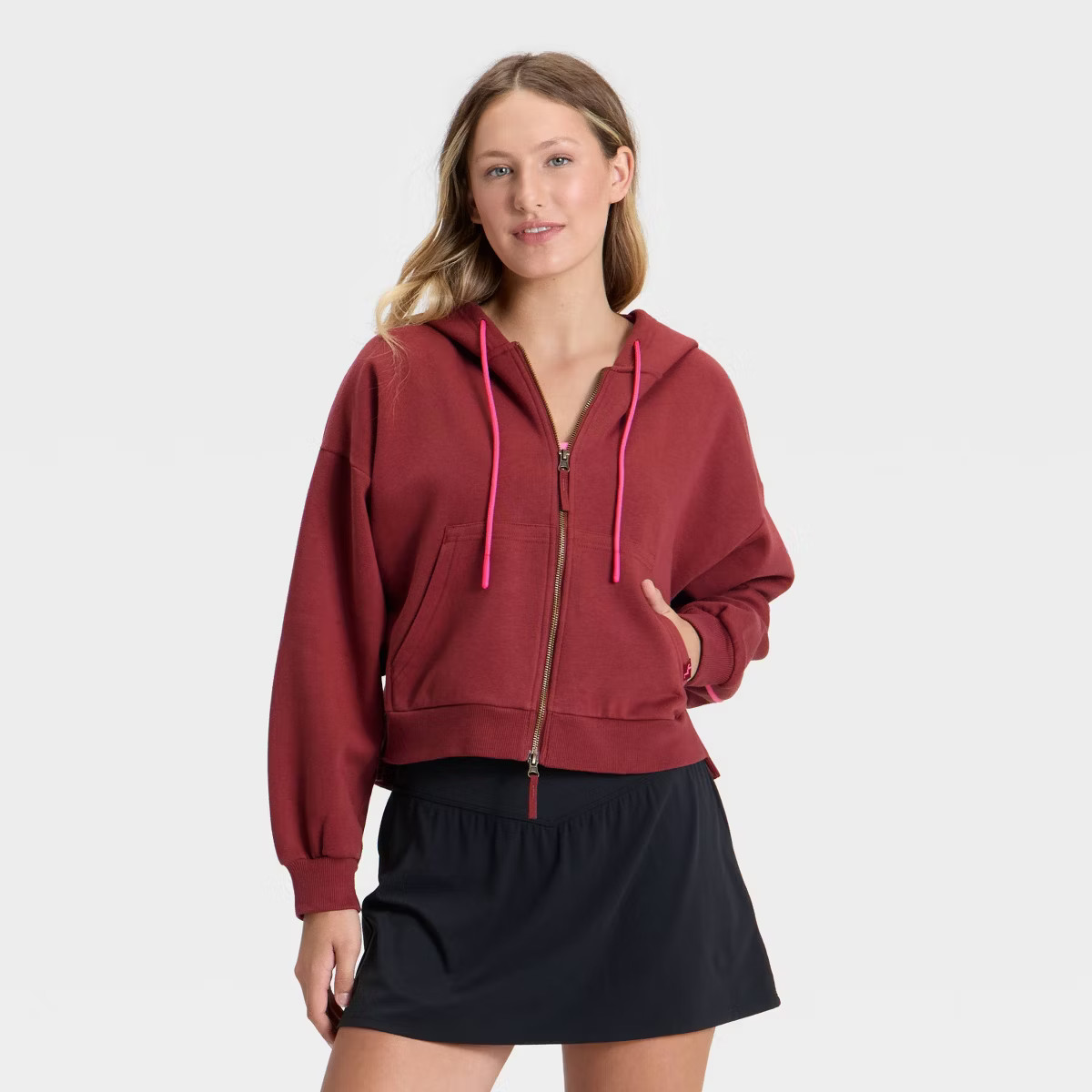 Women's Piped Cropped Full Zip Sweatshirt - JoyLab™ | Target