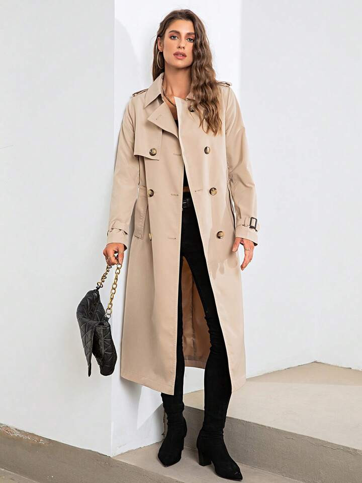 MIEGOFCE Double Breasted Belted Trench Coat | SHEIN
