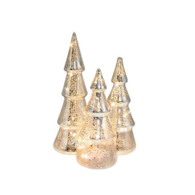 Lumabase 3ct Battery Operated Silver Mercury Glass Trees | Target