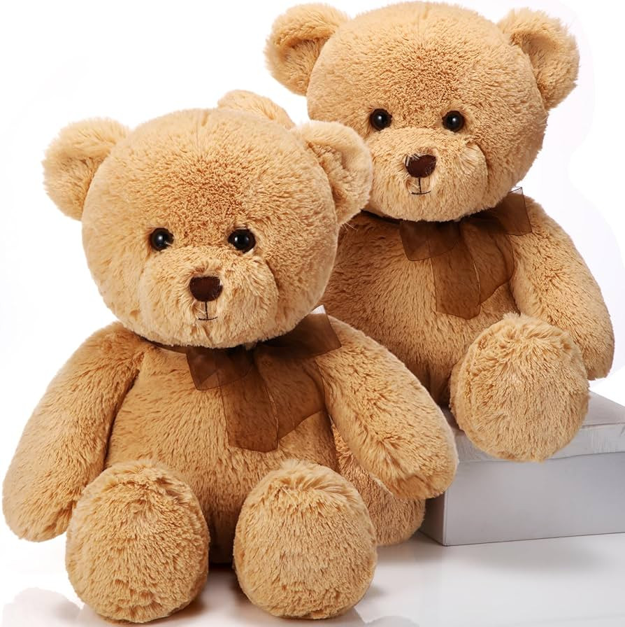 HyDren Paquete de 2 osos de peluche de 18 pulgadas con lazo para regalos de cumpleaños, baby sho... | Amazon (US)
