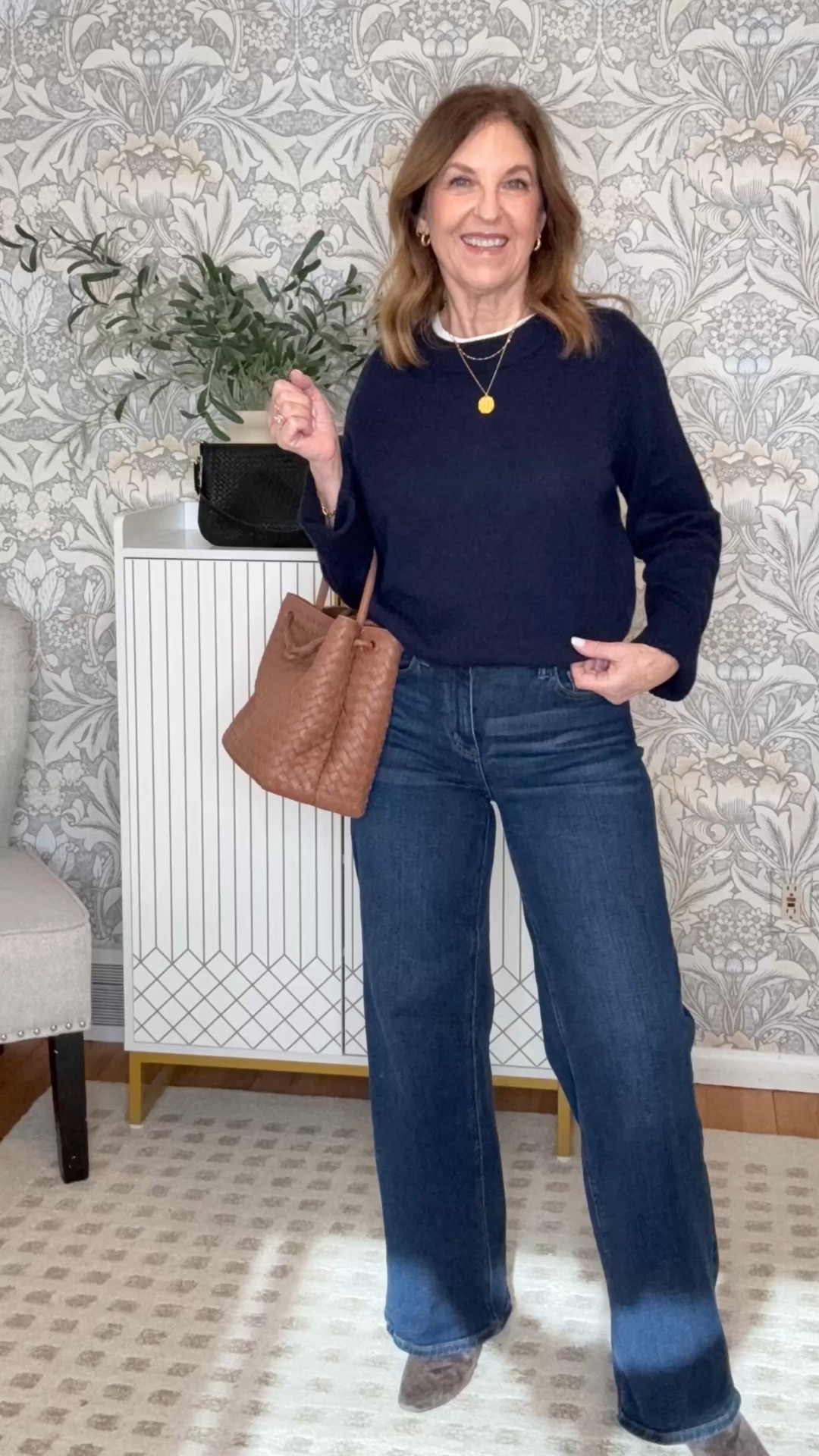 Quince oversized Cashmere sweater. It runs big. I'm wearing a size XS. 

Also linked a regular-fit Quince Cashmere sweater.  Love both.  I
Runs tts.  I wear an Xs. 

#LTKOver40 #LTKPetite #LTKootd