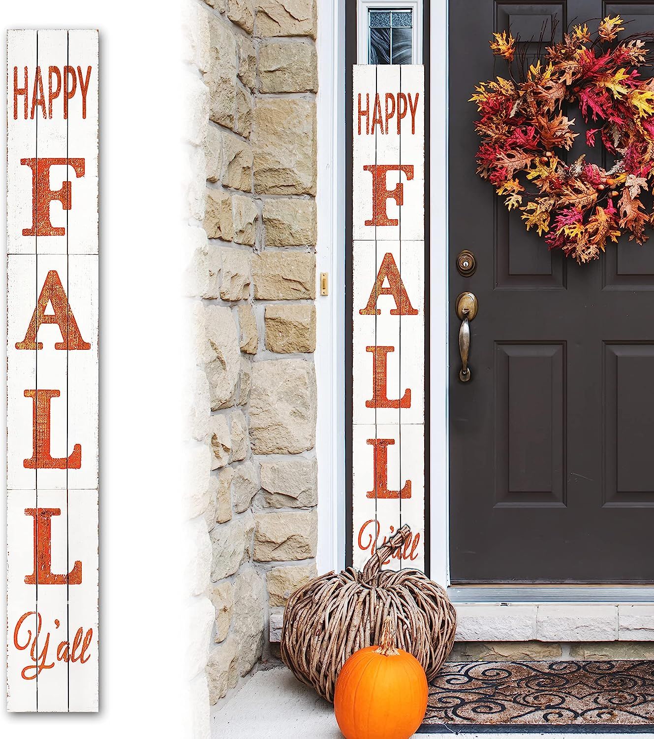 Amazon.com: DQ DQ HOME DECOR Happy Fall Y‘All Rustic Craft Outdoor Porch Welcome Sign, Fall Por... | Amazon (US)