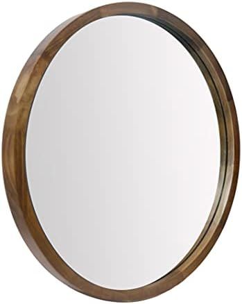 NULIPING 31.5 Inch Round Wall Mirror for Bathroom Large Circle Vanity Mirror for Wall Decor-Wooden F | Amazon (US)