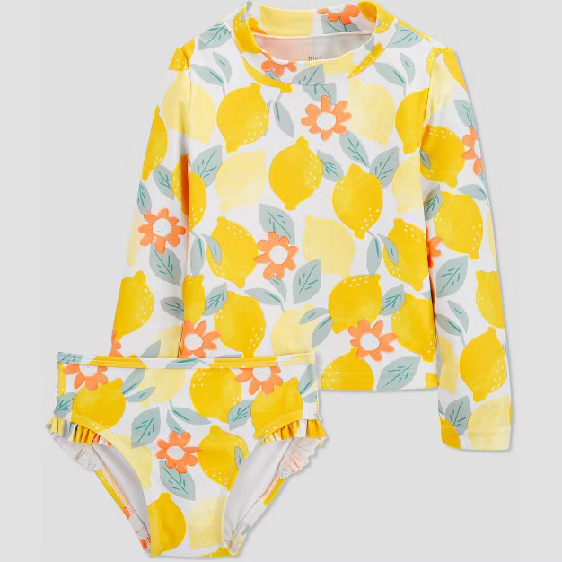 Toddler Girls' Lemon Print Rash Guard Set - Just One You® made by carter's Lemon Yellow | Target