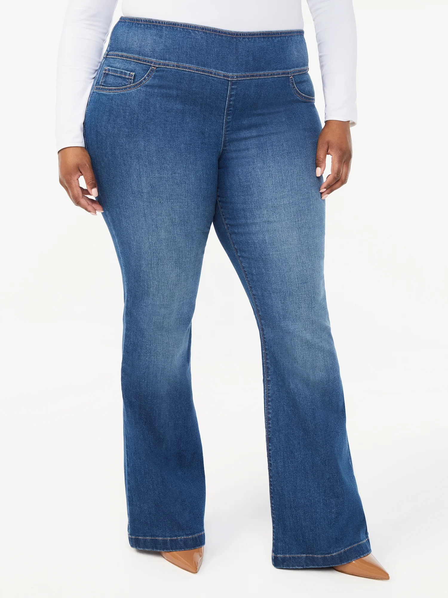 Sofia Jeans by Sofia Vergara Women's Plus Size Melisa Flare Pull-On Jeans | Walmart (US)