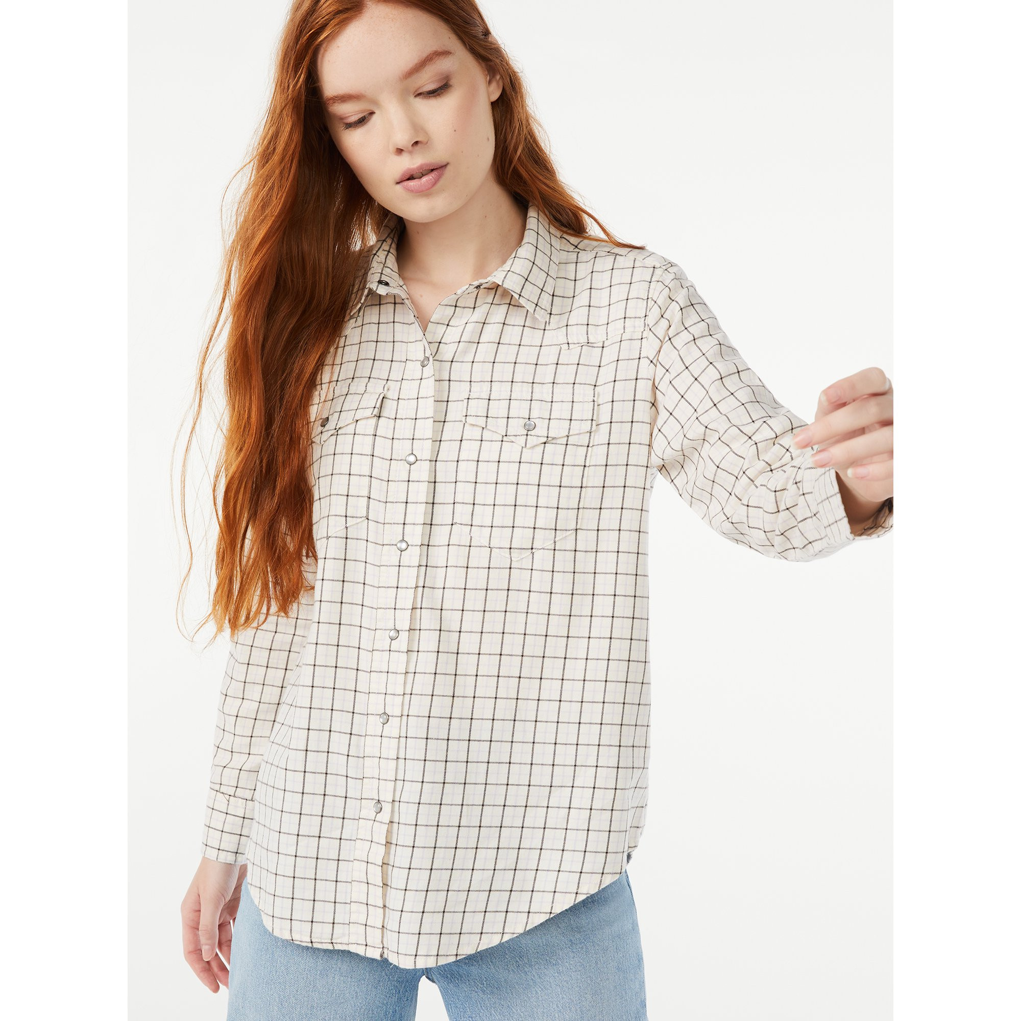 Free Assembly Women's Boyfriend Western Shirt | Walmart (US)