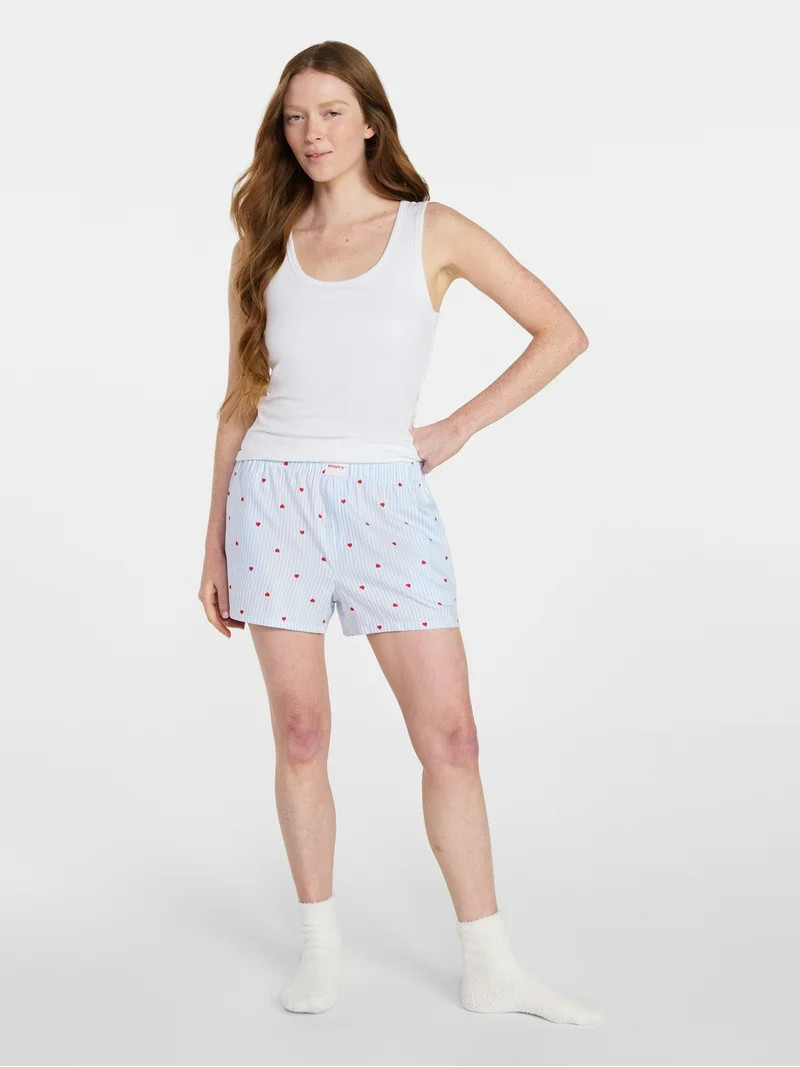 Joyspun Women's Woven Pajama Boxer Shorts, 3'' Inseam, Sizes XS-3X | Walmart (US)