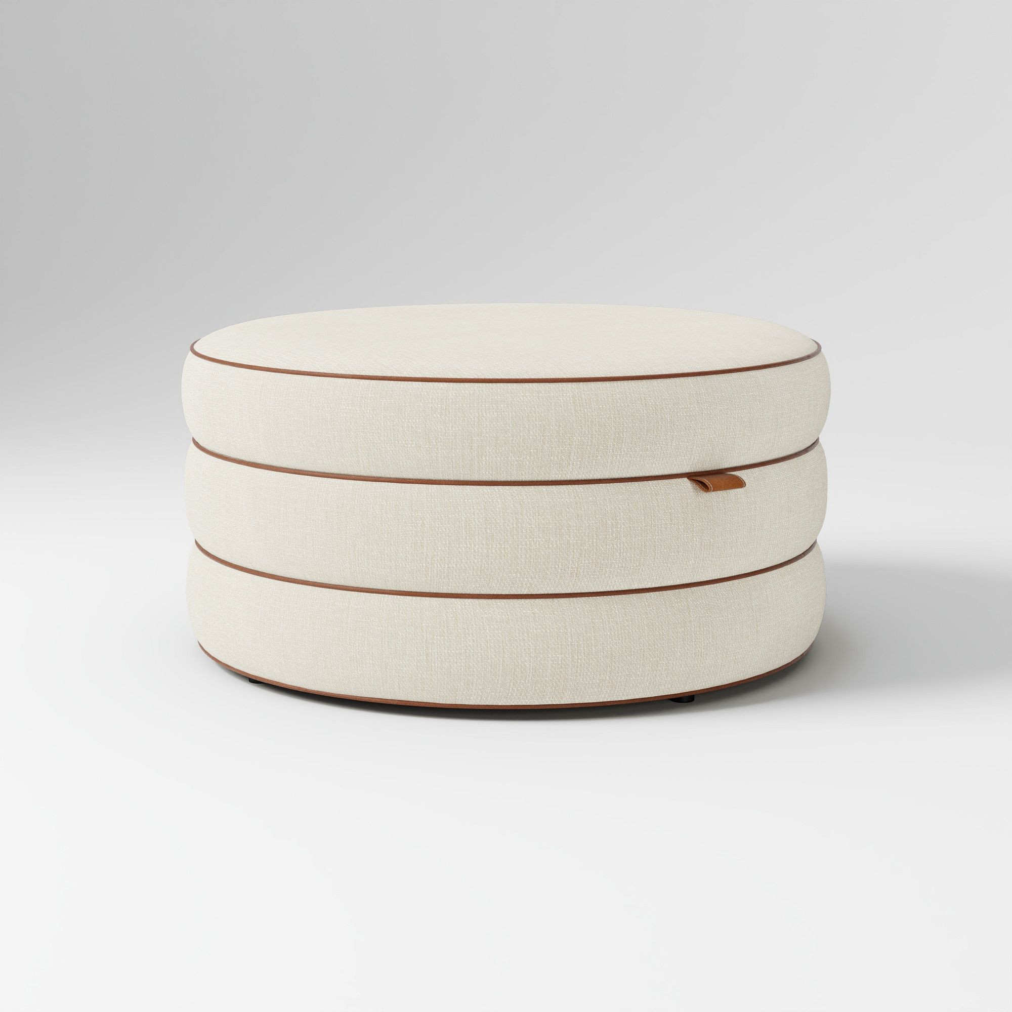 Tuck 32in Round Ottoman, Twill Sand | West Elm (US)