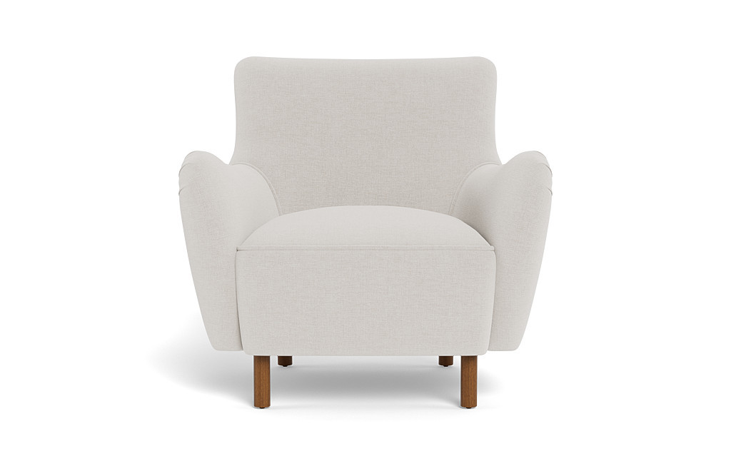 Perry Custom Accent Chair in Alabaster Performance Classic Chenille, Oiled Walnut - Customize Color, Size & More | Interior Define