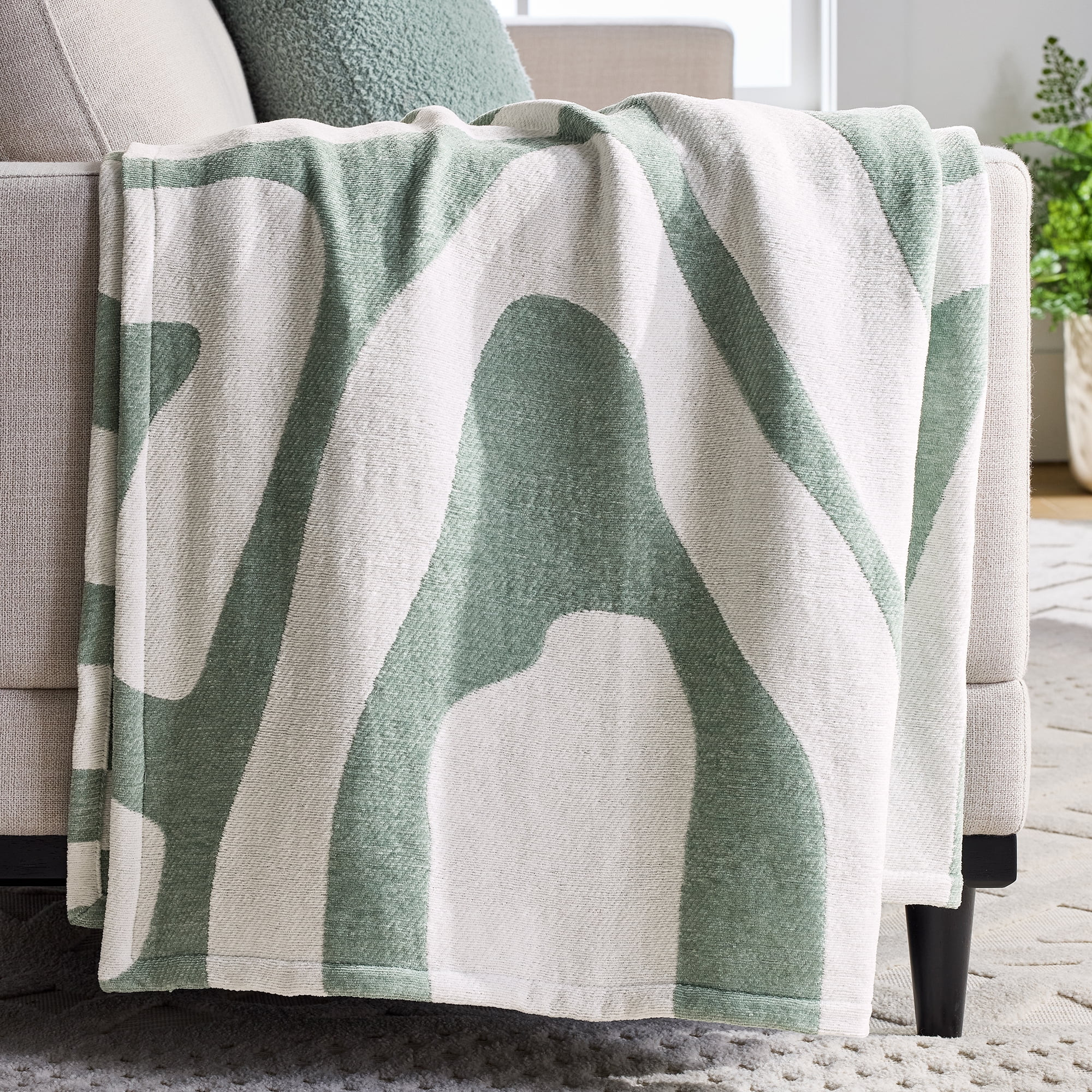Better Homes & Gardens Chenille Jacquard Soft Throw Blanket, Soft Sea | Walmart (US)