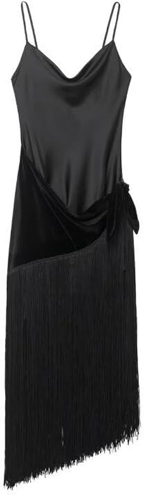 2026 Fashion Women's Satin Tassel Splicing Strap Dress Summer Dress,Elegant Party Dresses Vestido... | Amazon (US)