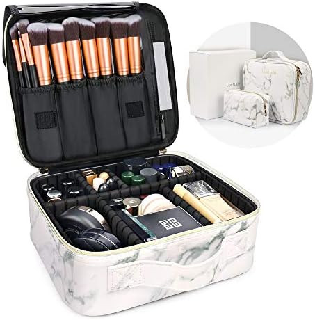 Luxtude Travel Makeup Case Organizer, PU Leather Makeup Train Case, Large & Small 2 Pack Makeup B... | Amazon (US)