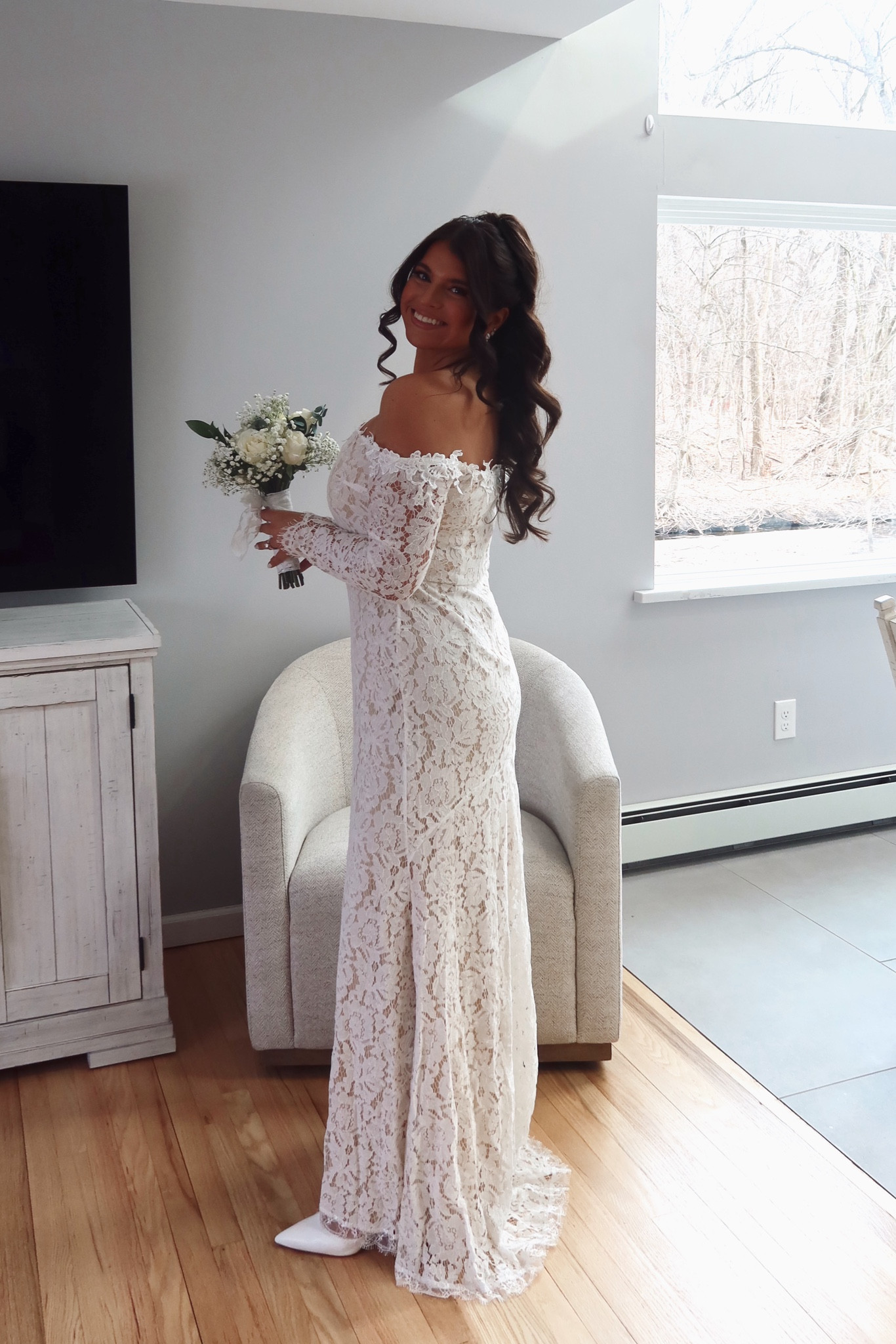 Civil wedding ceremony dress! Loved how this was so elegant and adorable wearing size XL (was a tad loose but FYI the arms are super tight couldn’t lift my arms - ended up cutting the sleeves off after ceremony for dinner)! 

Lulus bridal dress, civil ceremony dress, civil wedding dress, lace white dress, lace white wedding dresss

#LTKMidsize #LTKStyleTip #LTKSeasonal