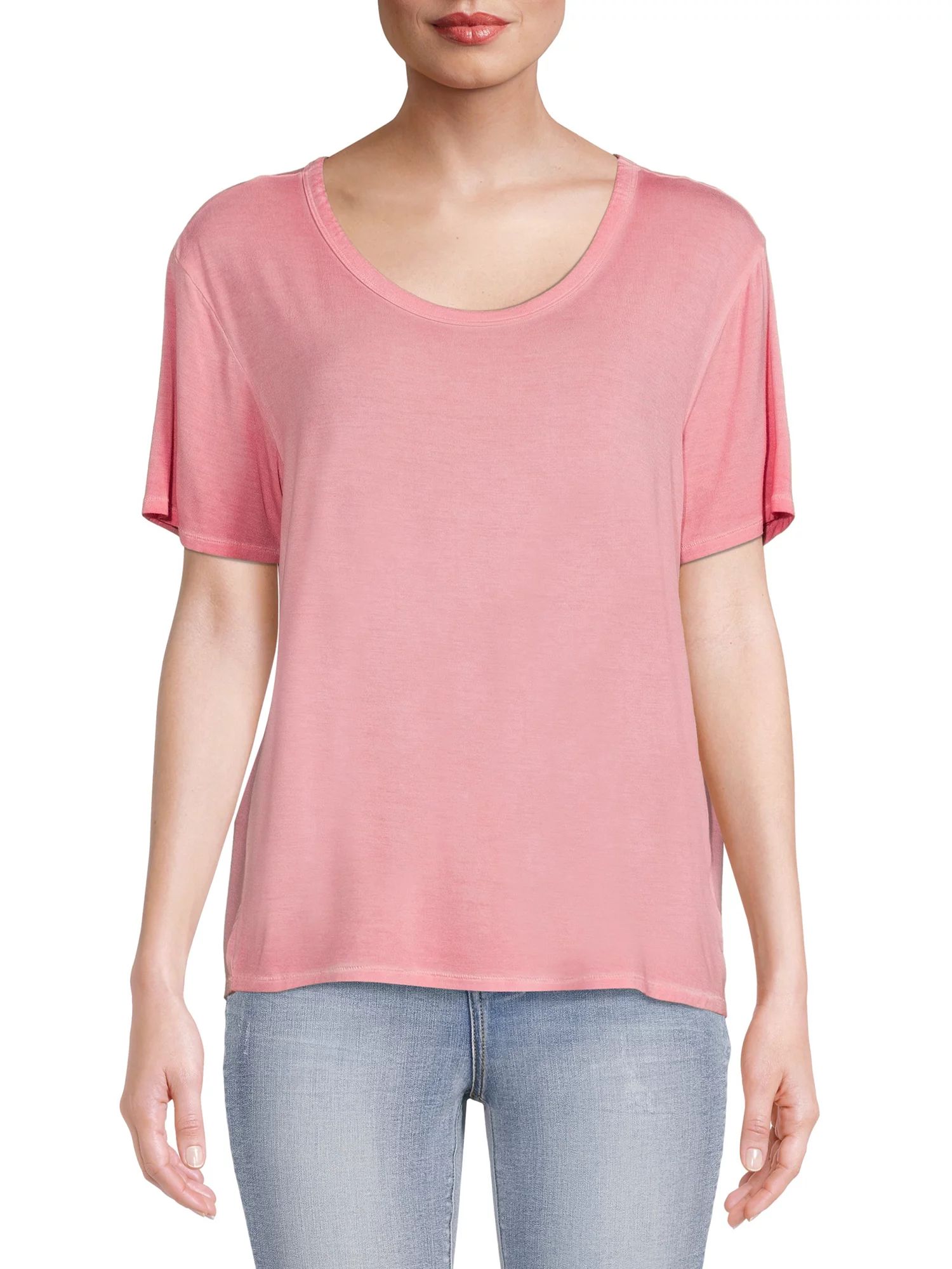 Time and Tru Women's Washed Scoop Neck | Walmart (US)