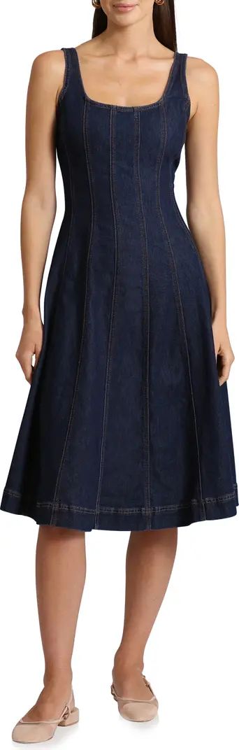 Topstitch Sleeveless Denim Midi Dress | Nordstrom