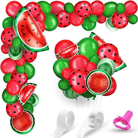 Sumind 116 Pieces Watermelon Party Decorations Watermelon Balloon Arch Garland Kit for Birthday R... | Amazon (US)