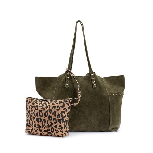 Suede Tote Bag with Leopard Print Pouch | La Redoute (UK)