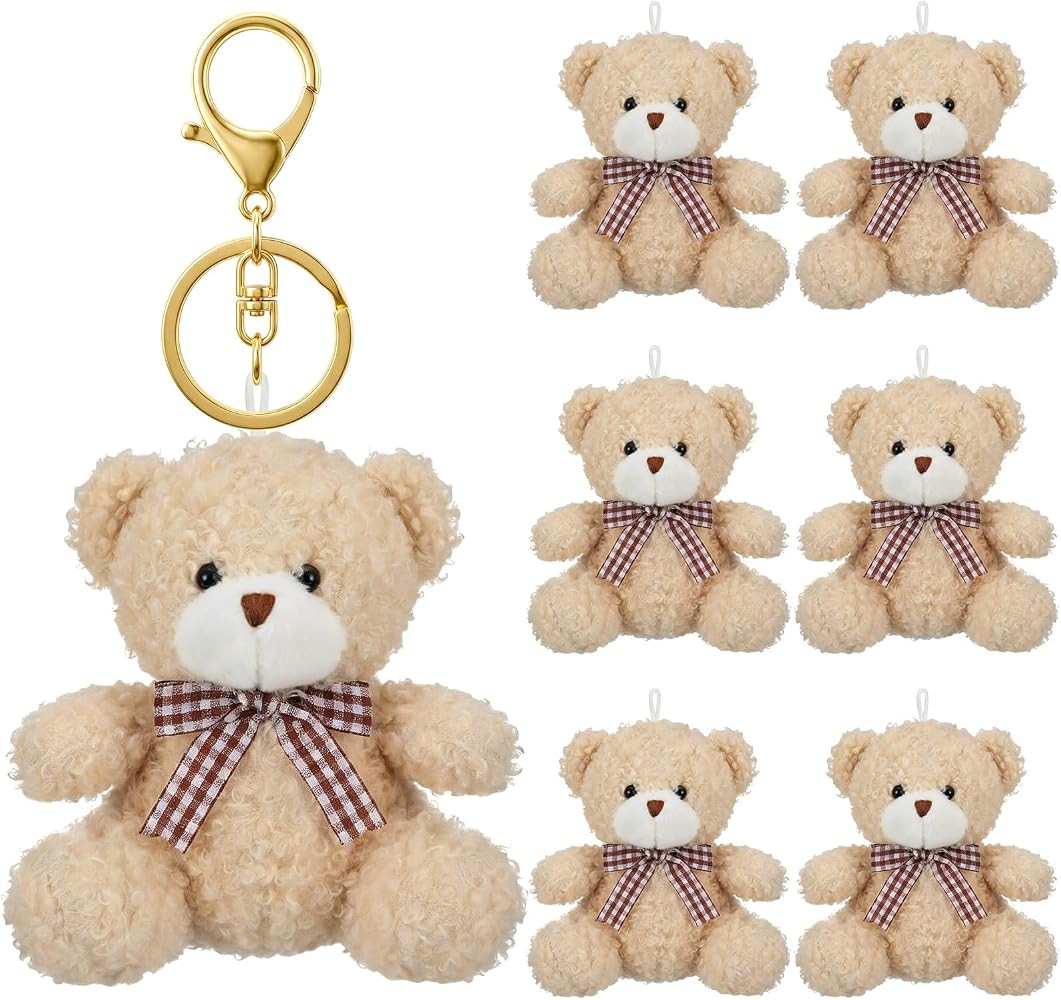 Kenning 6 Pcs Bear Plush Keychain, Cute Bear Stuffed Bag Charm Gift | Amazon (US)