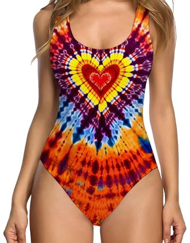 RAISEVERN One Piece Swimsuit for Women Tie Dye Rainbow Swimwear Funny Swimming Bathing Suit Bodysuit | Amazon (US)