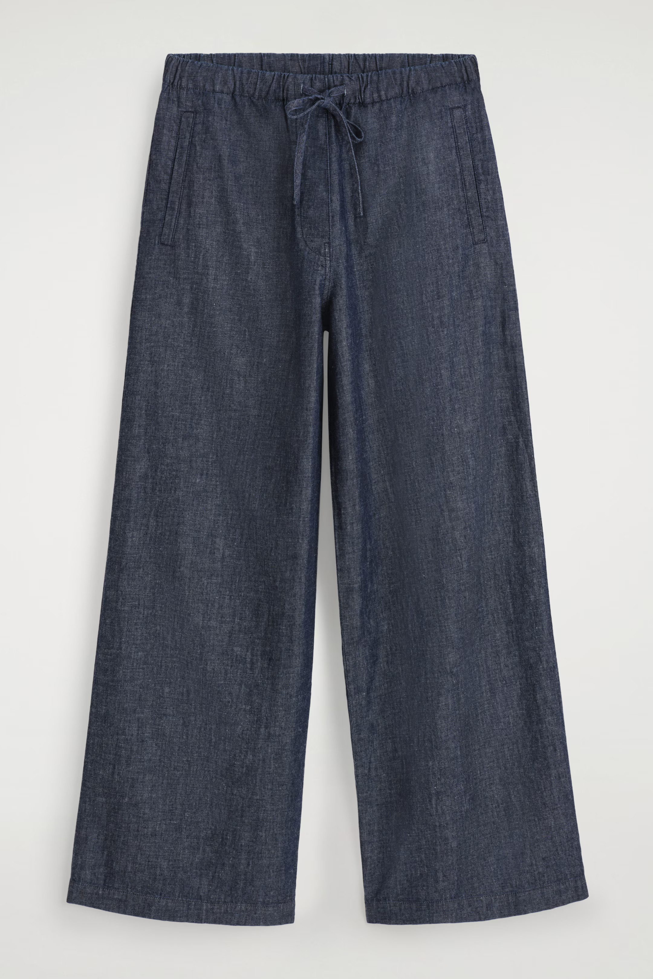 DENIM WIDE-LEG DRAWSTRING TROUSERS - INDIGO | COS UK