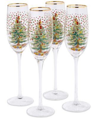 Spode Christmas Tree Polka Dot Champagne Flutes, Set of 4 - Macy's | Macy's