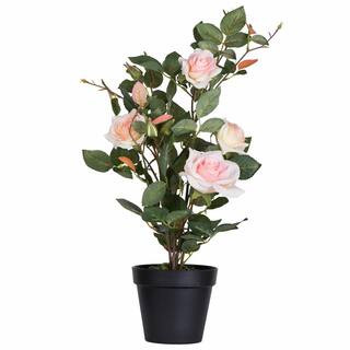 Vickerman 21 in. Artificial Pink Rose Plant in Pot. TA181779 - The Home Depot | The Home Depot