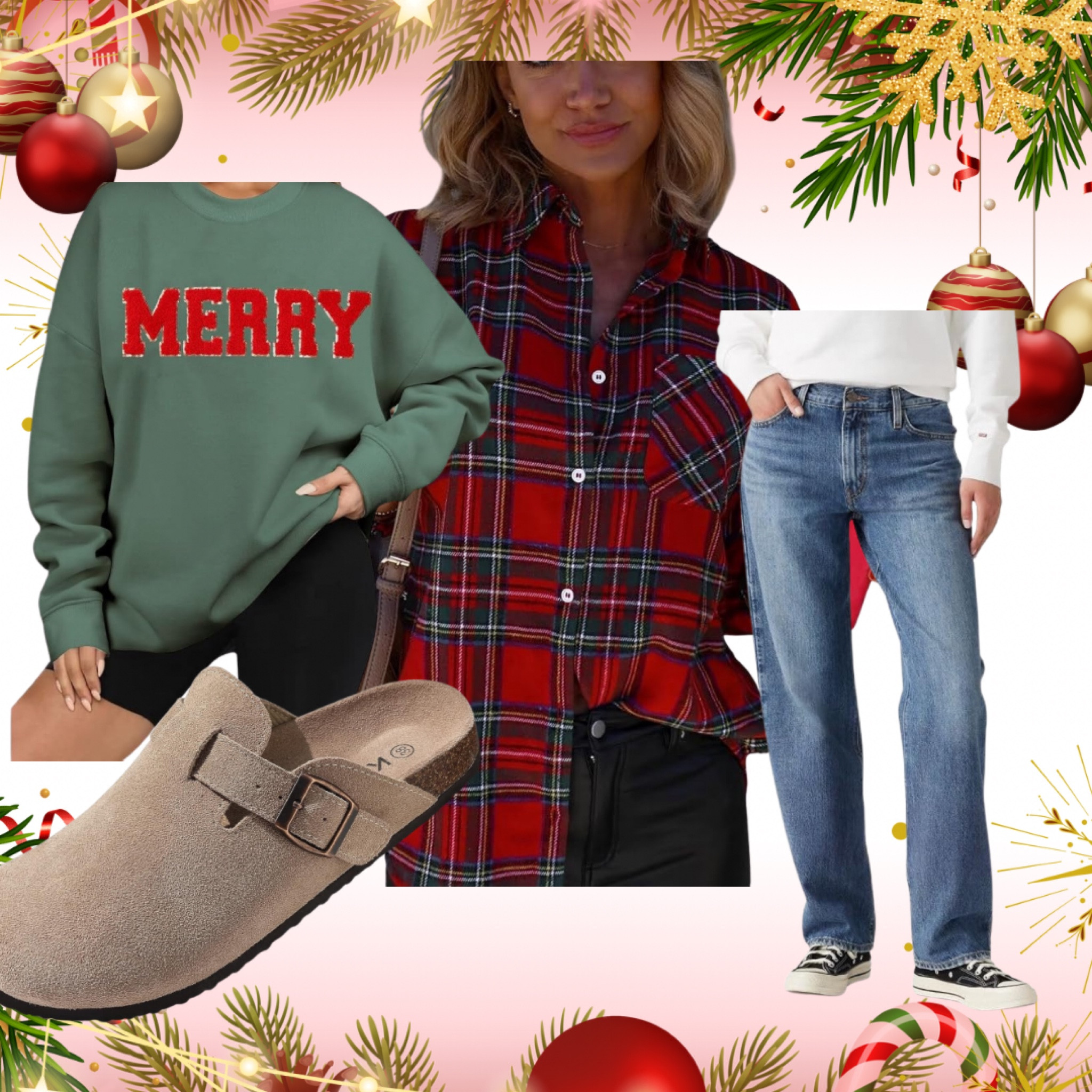 Cute and casual outfit. The plaid collar will pop under that cute sweatshirt. #amazon #outfit 

#LTKSaleAlert #LTKCyberWeek #LTKStyleTip