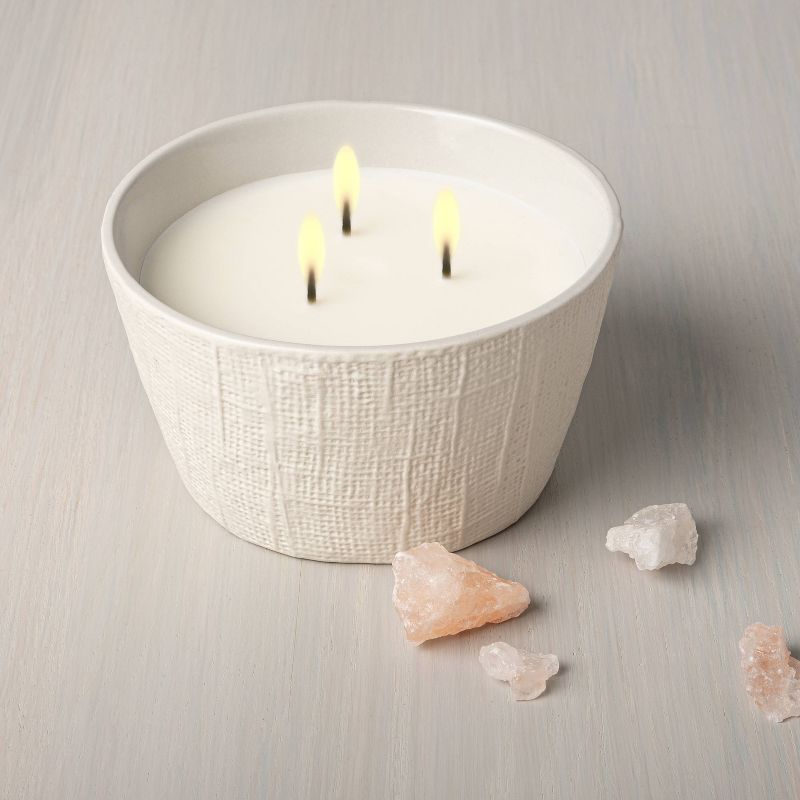 23oz Salt 3-Wick Large Textured Ceramic Candle - Hearth &#38; Hand&#8482; with Magnolia | Target