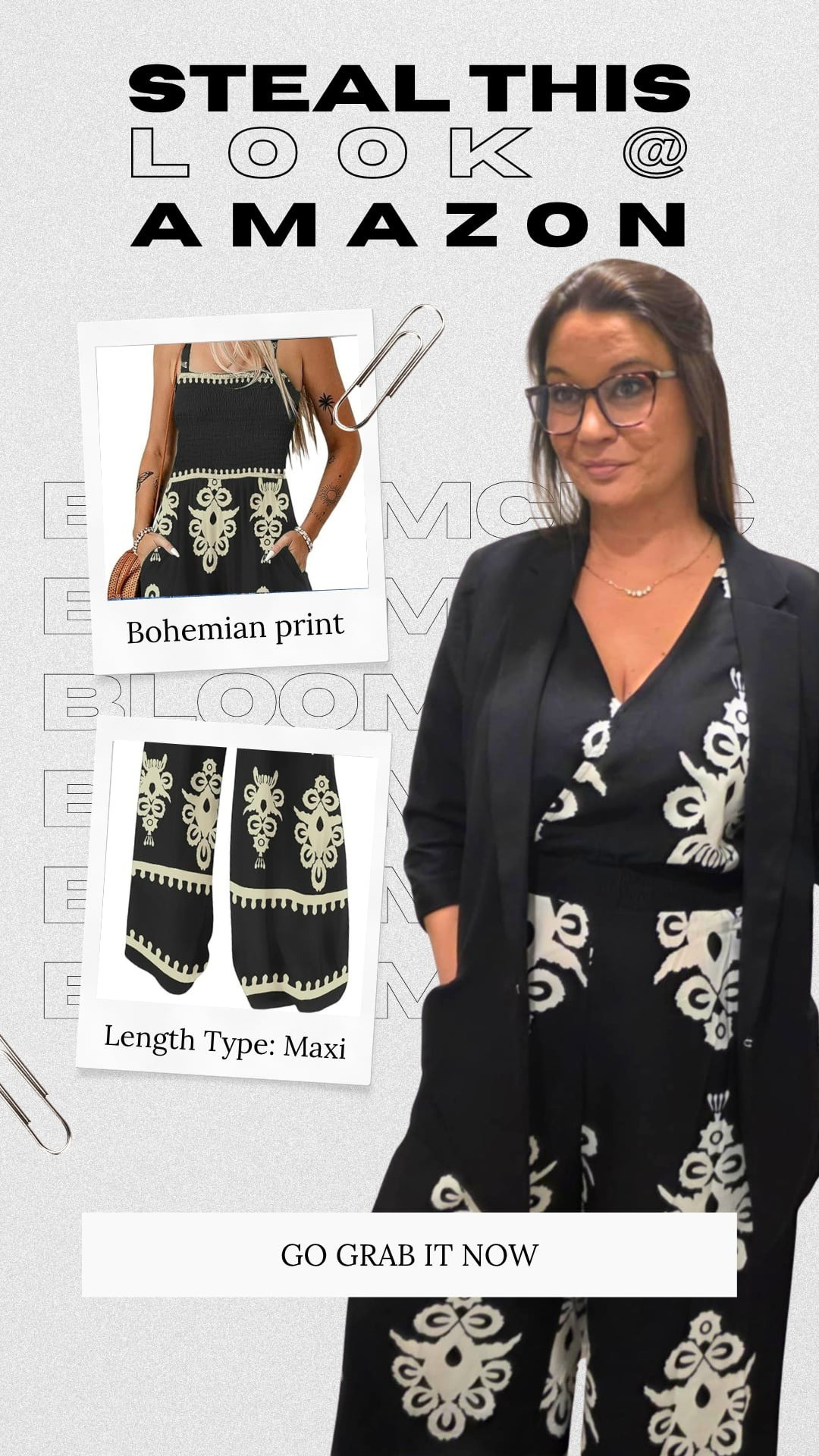 I’m obsessed with this black + white jumpsuit overall — it’s flowy, flattering, and the perfect transitional piece for late summer into fall. Whether you’re dressing it up with heels and statement earrings or keeping it casual with slides and sunnies, it’s that one-and-done outfit that still makes a statement. 🤍🖤The relaxed silhouette and subtle bohemian print give it vacation energy, but it’s just as chic for weekend brunch or running errands in style.💡Styling tip: Layer it with a jacket or a linen button-up for a polished, on-trend layered look.🛒 Shop it now — everything is one click away!#LTKfashion #BohoStyle #EffortlessChic #FallStyleEdit #OnePieceWonder #BlackAndWhiteLooks #OverallsStyle #TransitionalWardrobe #LTKunder100 #StyledByMe #JumpsuitSeason

#LTKActive #LTKBeauty #LTKStyleTip