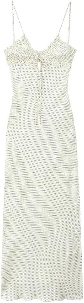 Women's Suspender Polka Dot Spliced High Waisted Dress Solid Color Casual Slim Fit Beach Sleevele... | Amazon (US)