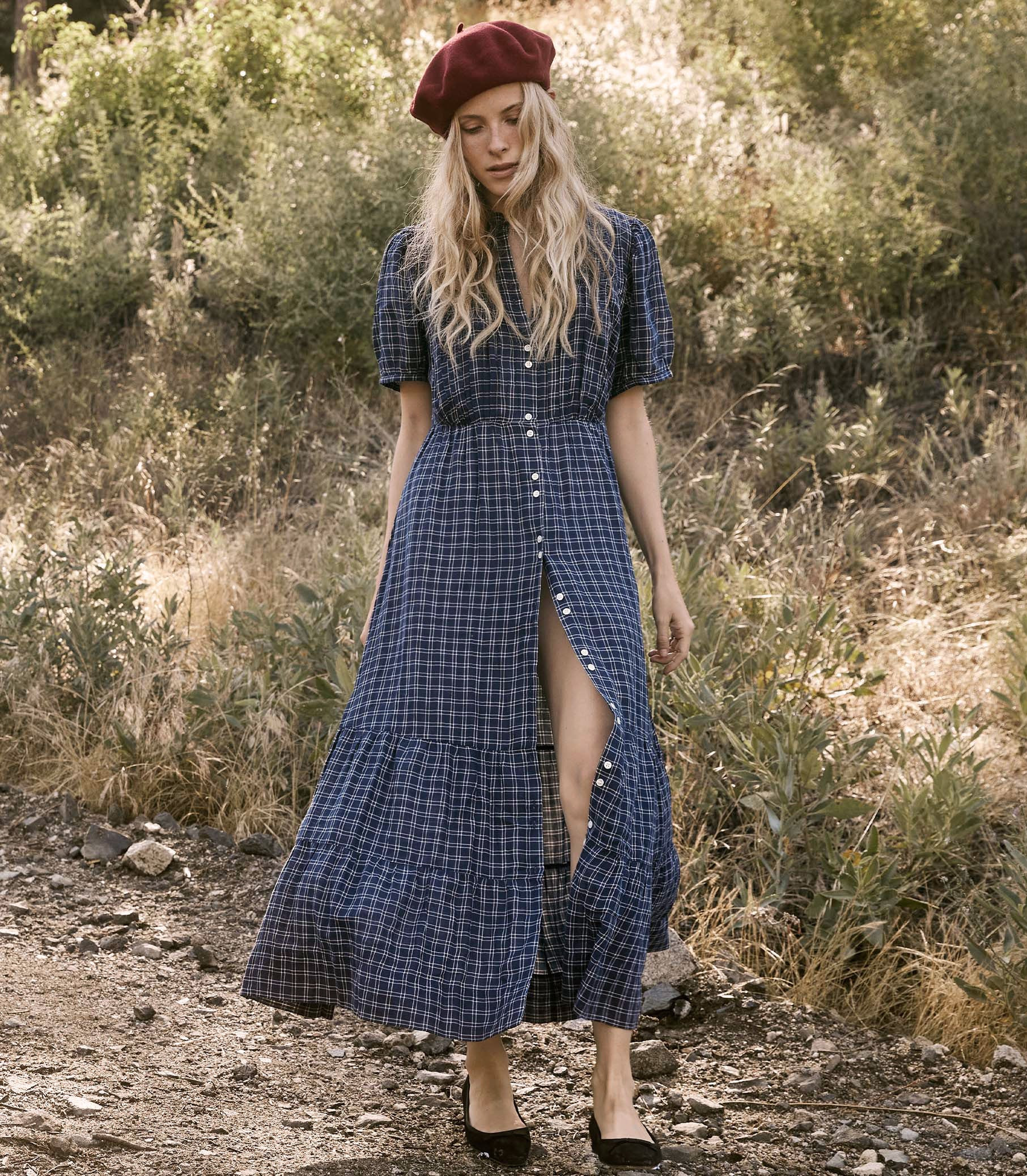 Revi Dress - Bleu Cottage Plaid | DÔEN | DOEN